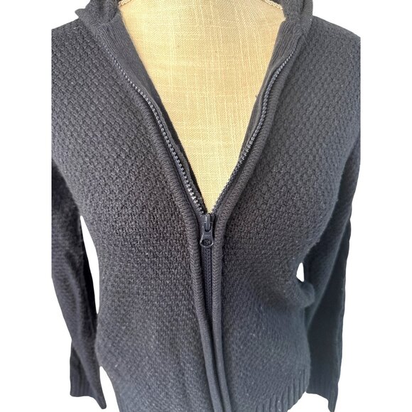 Izod Womens Black Hooded Zip-Up Sweater Jacket L - Cozy & Stylish - Picture 2 of 10